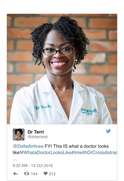 blackgirlsaregold:What a doctor looks like hashtag for Tamika Cross on social media