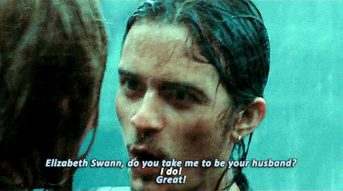 elenas:I love you. I’ve made my choice. What’s yours? WILLIAM TURNER and  ELIZABETH SWANN  in Pirate