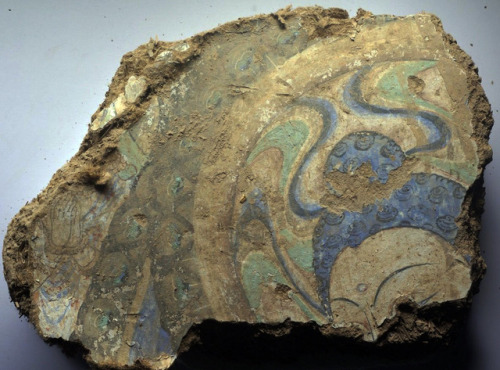 Buddhist paintings unearthed from ancient temple ruins in Xinjiang.