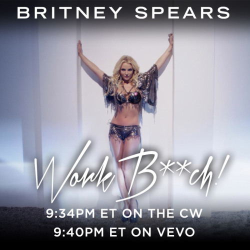 Spread the word: “Work Bitch” video premiere tonight, 9:34pm ET on The CW & 9:40pm ET on VEVO :)