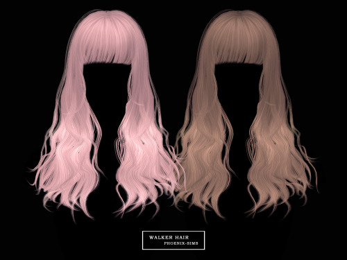 phoenix–sims:MORENO HAIR50 swatches; No mesh needed; HQ mod compatible; Smooth weighting;WALKE