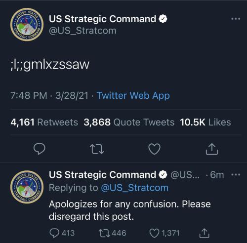 lemonsharks:30-minute-memes: Don’t worry, we’re in safe hands someone at us_stratcom has a cat 