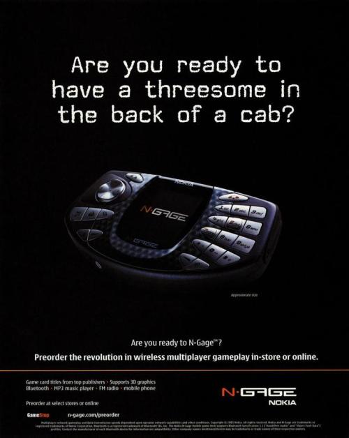 vgprintads: ‘N-Gage - “Threesome”‘[N-GAGE] [USA] [MAGAZINE] [2003]GMR, October 2003 (#9)Scanned by m