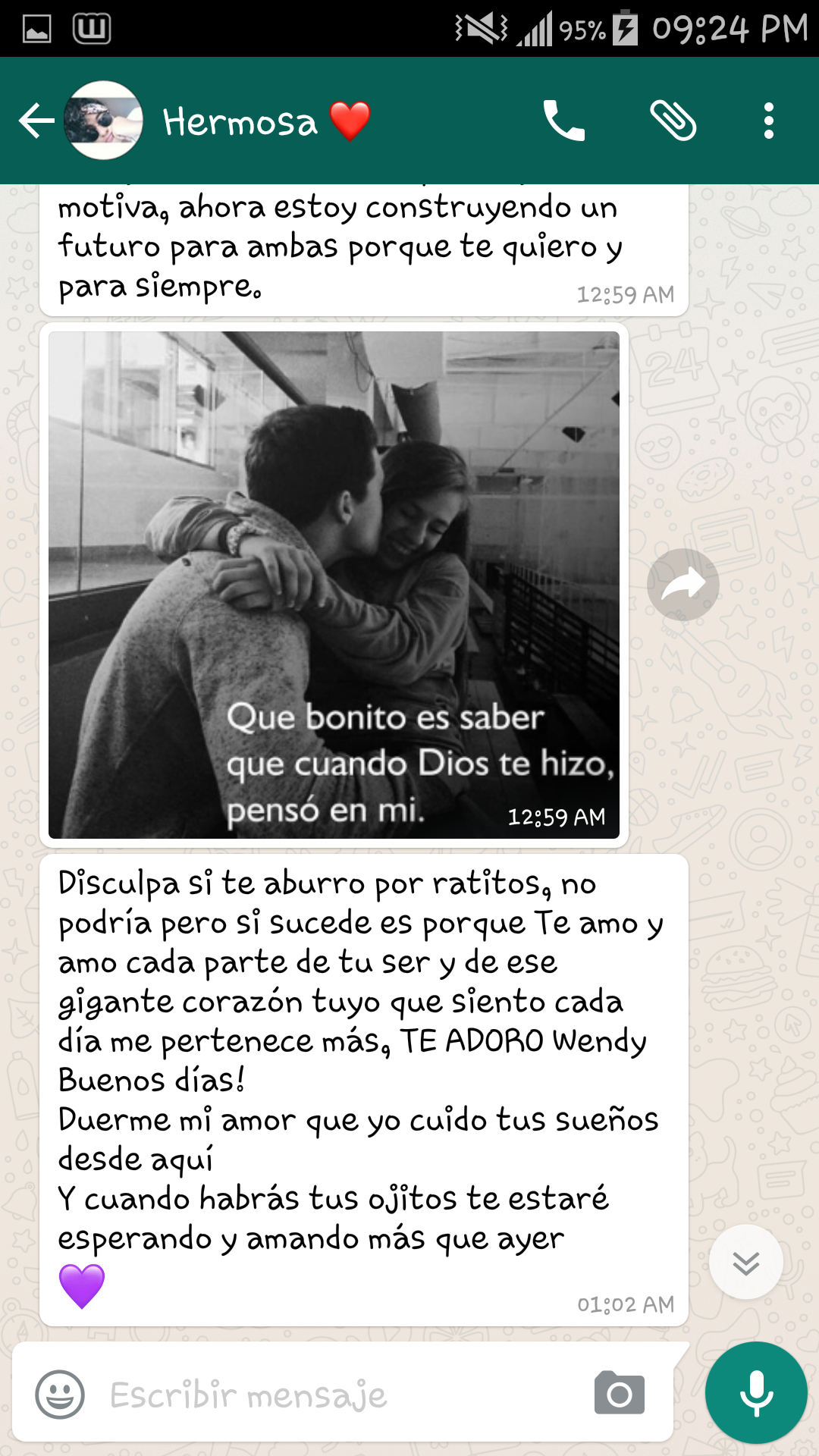 Los Buenos Días de mi novia ❤ y lo quiero... - Conversaciones de Whatsapp