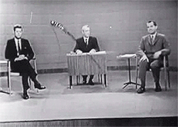 america-runs-on-kennedy:  retroisthewaytogo:  The First Presidential Debate between John F. Kennedy and Richard Nixon, 1960  Jack does not give a crap at all. He knows he’s gonna win! You can see the confidence in his face.