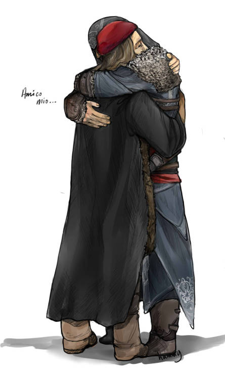 hamilton-was-kawaii-as-fuck: Post Revelations: Ezio visits his old friend, Leonardo… Artist c