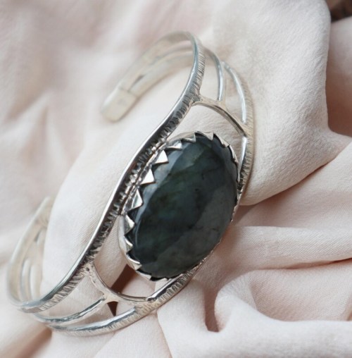 Large Natural Labradorite Gemstone Cuff Bracelet By MyLunaJewel