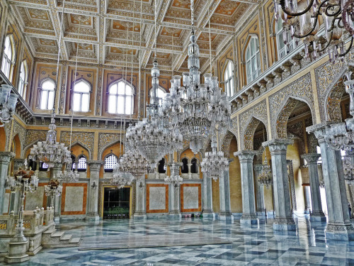 Chowmahalla Palace in Hyderabad, India. Construction began 1750 and completed in 1880s.