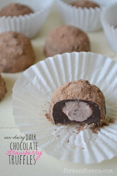 Dark Chocolate Strawberry Cream Truffles