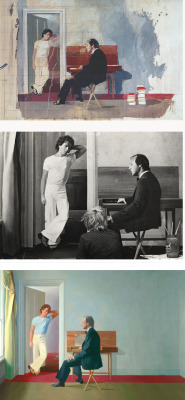 newloverofbeauty: David Hockney - from Sketch to Painting  George Lawson and Wayne Sleep  (1972-1975) 