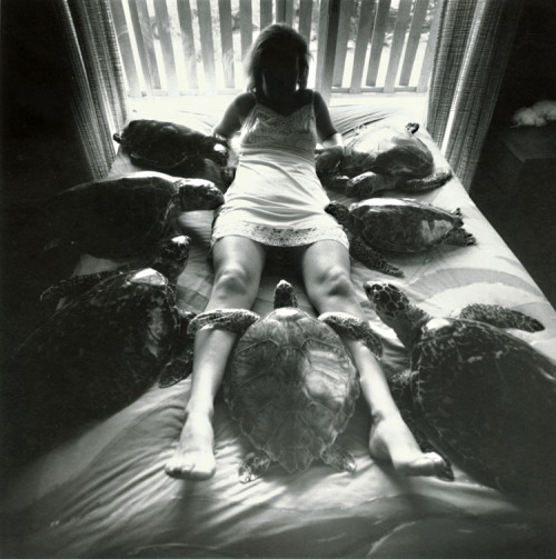 secretcinema1:Woman with Seven Sea Turtles, Bahamas, 1975, Arthur Tress