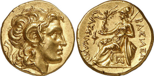 archaicwonder:Gold Stater of King Lysimachus of Thrace, Lampsakos mint, Black Sea region, struck c. 