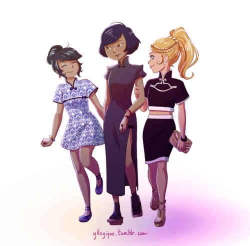 Fashion Squad! Kagami, Chloé & Marinette in the fabulous dresses from @VIVEVAGINA ’s 2014 