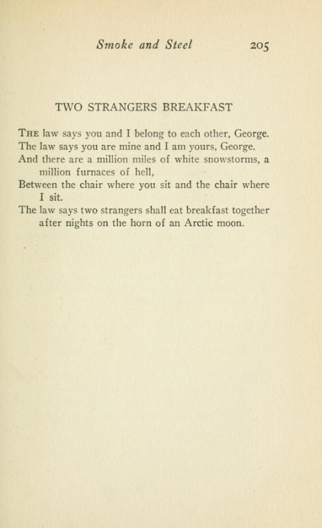 Two Strangers Breakfast by Carl SandburgSmoke and Steel, 1920