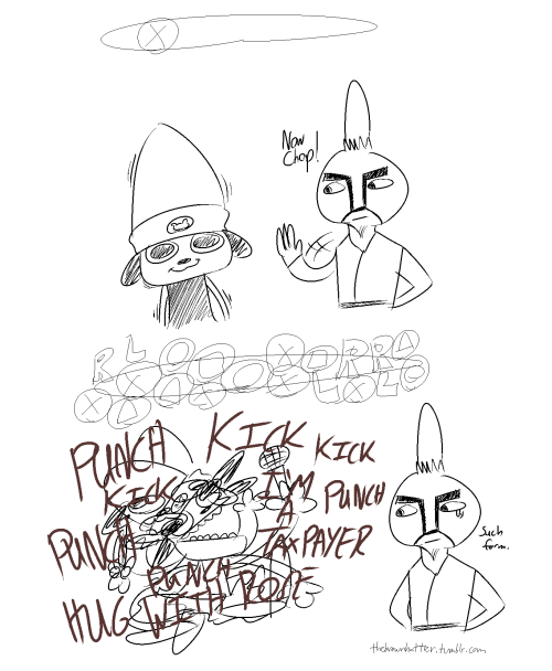 kayinnasaki:  thebrownhatter:  What if Parappa the Rapper actually rewarded you for incorrect button pushes and the entire game was just all about a very excitable dog?  Kinda like this?