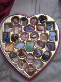 lockmess-monster:  kawaii-kitchen-witch:wiccaforbeginners:  darkbookworm13:  queenofchalices:nightkunoichi:  anothersusurrus:Pagan Valentine Gift Ideas: Crystals in an empty chocolates box. Rating: GENIUS!!! The girl eats the chocolate and the man gets