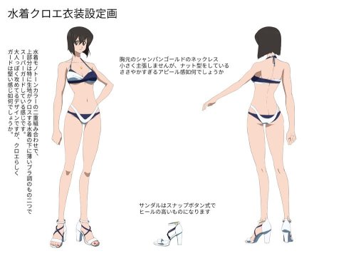 Characters design notes for Ix, Mileena, Shirley, Chloe & Caius swimsuits outfits!Source: 1, 2, 