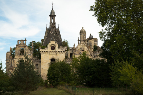 voiceofnature:    This forgotten castle (Château de la Mothe-Chandeniers) was abandoned after a fire In 1932. Seeing it up close is breathtaking. These days it seems like castles only exist in storybooks and Disney movies. What happened to the foreboding