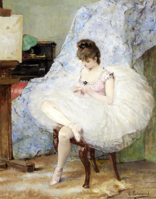 A Ballerina. Vicente Palmaroli Y Gonzalez (Spanish, 1834-1896). Oil on panel.In the 1880s, when he m