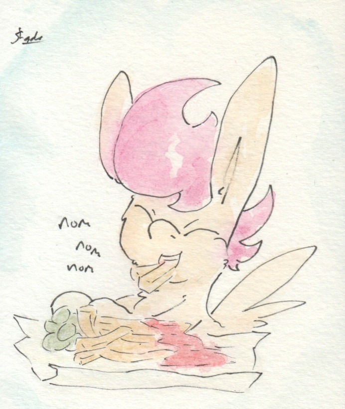 slightlyshade:Hayfries. Ketchup. Green Beans. SCOOTALOO! =3