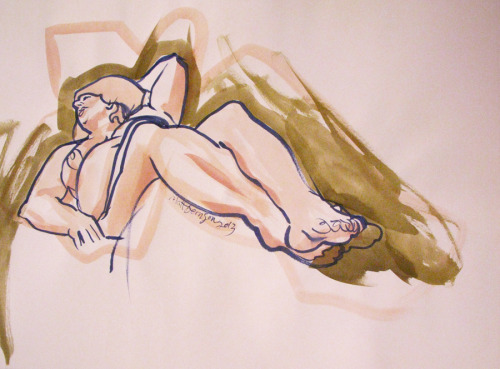  Drawings of Emily done at the Democracy Center.  Ink and/or watercolor on paper, 18"x24".    Matt Bernson 2013 