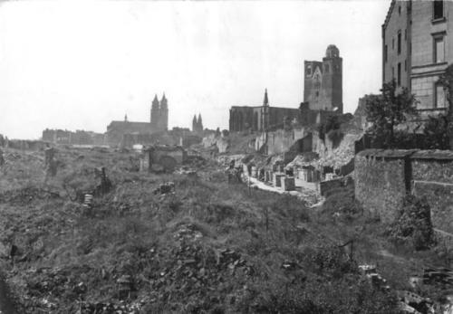 Magdeburg&rsquo;s OldTown (29th May, 1952), with reconstruction going on.