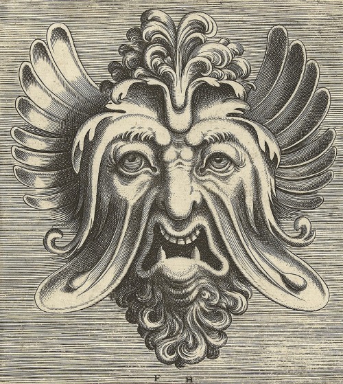 magictransistor:  Frans Huys (After Cornelis Floris), Grotesque mask heads, Antwerp, 1555.