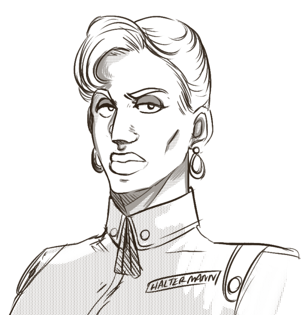 adoggoart:sketches of Heather when she was in the military very early on and was