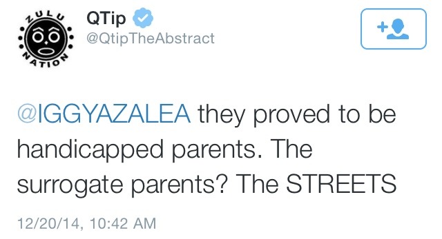 illumahottie:  QTip is going intellectually IN on Iggy right now. 