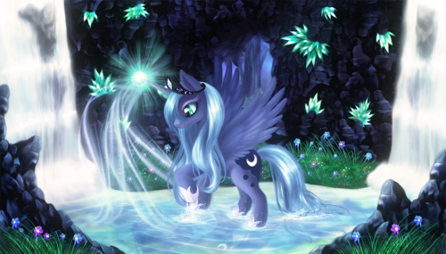 theponyartcollection:  Magic Pond Luna by =macalaniaa