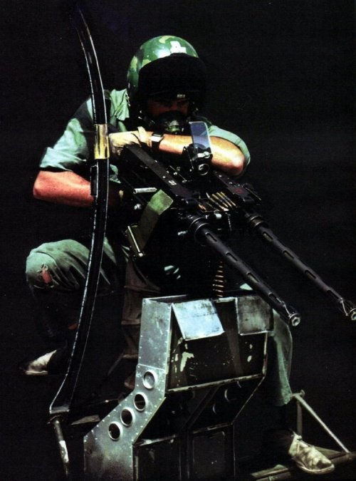 A helicopter door gunner during the Rhodesian Bush War (1964 - 1979)