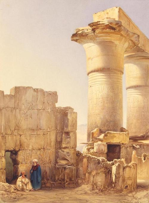 historyfilia:Street in an Oriental City with the Ruins of an Egyptian Temple, by CharlesPierron