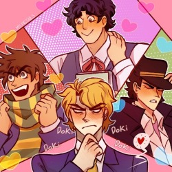 jericho-b:  ms-pigtails:  Otome game concept: Dio as a protagonist, 195 cm trio as dateable characters.Commission info  Pucchi is the secret unlock character after you go through all the other routes