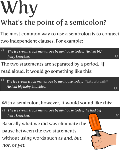 writernotwaiting: The Semicolon, by The Oatmeal. englishmajorhumor engrprof shredsandpatches writewo