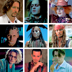 eat-pray-watch:  A THOUSAND FACES OF: Johnny Depp  The Tourist as Frank TupeloSweeney Todd: The Demon Barber of Fleet Street as Sweeney ToddAlice in Wonderland as Mad HatterTranscendence as Will CasterThe Lone Ranger as TontoPirates of the Carribean as