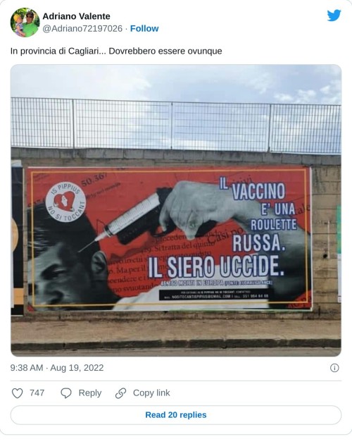 In provincia di Cagliari... Dovrebbero essere ovunque pic.twitter.com/ACyEsloCgC  — Adriano Valente (@Adriano72197026) August 19, 2022