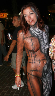 carelessnaked:  Milf in a full nude body paint