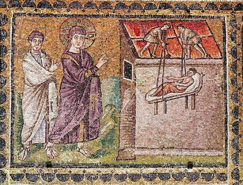 seehagiasophia:The Paralytic of Capharnaum is Lowered from the Roof, Scenes from the Life of Christ 