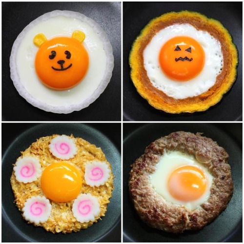 nenrinya:Cute ways to decorate your fried eggs (by akai-salad)