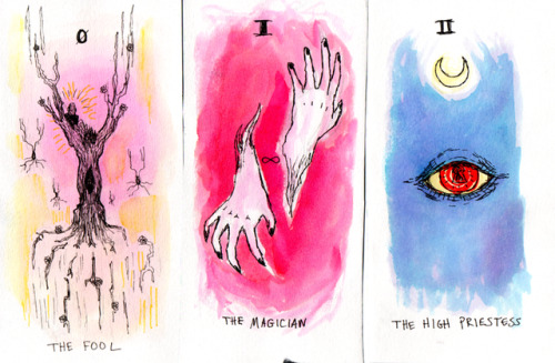 not-worms - first nine days of my tarot-a-day settombow brushpen...