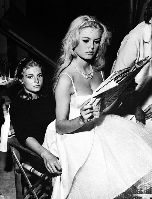 camillejaval:  Brigitte Bardot with her sister “Mijanou” (Marie-Jeanne), on the set of Voulez-Vous D