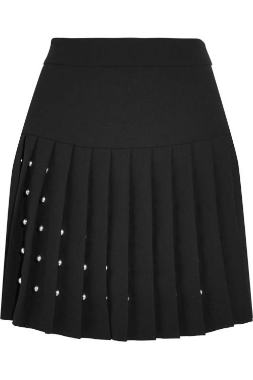 Studded crepe mini skirt