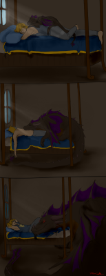 blackdragon-flight:  When your dragon boyfriend outgrows the bed, but still wants to sleep with you &gt;_&gt;; 