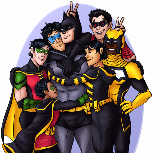 junkoandthediamonds: Happy Batman day y’all!!!! ft bruce wayne and his six crazy kids