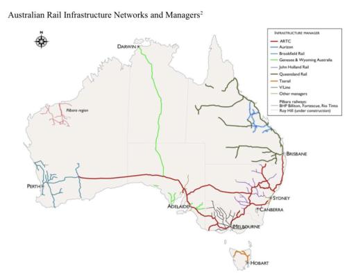 mapsontheweb:  Australia’s railways. The