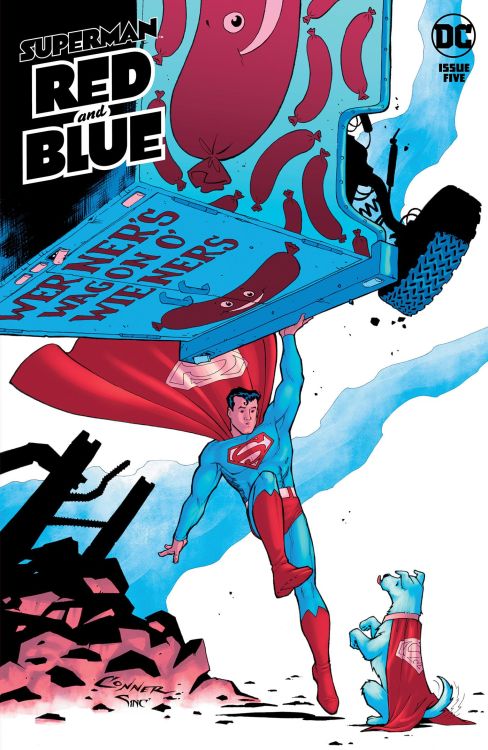 DC Comics for July 2021: this is the cover for Superman: Red and Blue #5, drawn by Amanda Conner.