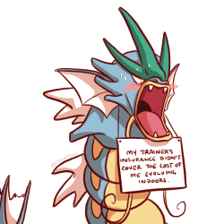 pettyartist:  Gyarados is one of my least favorite pokemon to draw but I just couldn’t resist this idea.