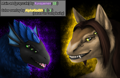 i’m doing collaborative commissions with Kuvajaenen over on FurAffinity! just grab a grayscale