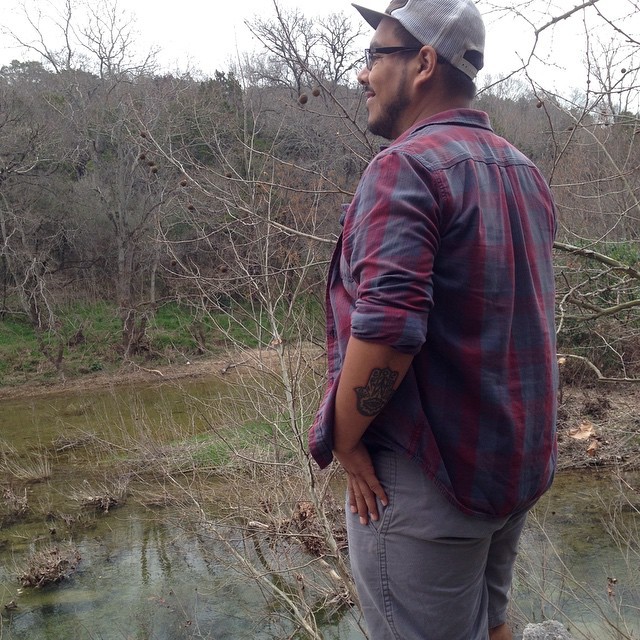 imagerydorkemon:Man looks at nature and smiles.