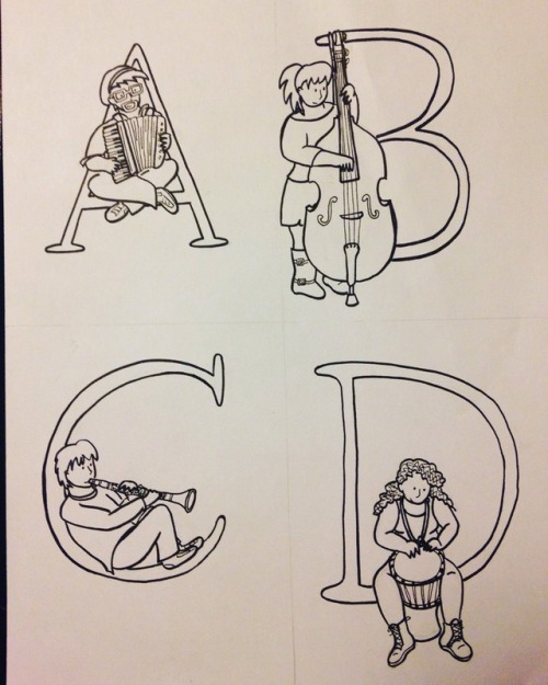 Work in progress… A is for AccordionB is for bass C is for clarinet D is for djembe….and now I go 